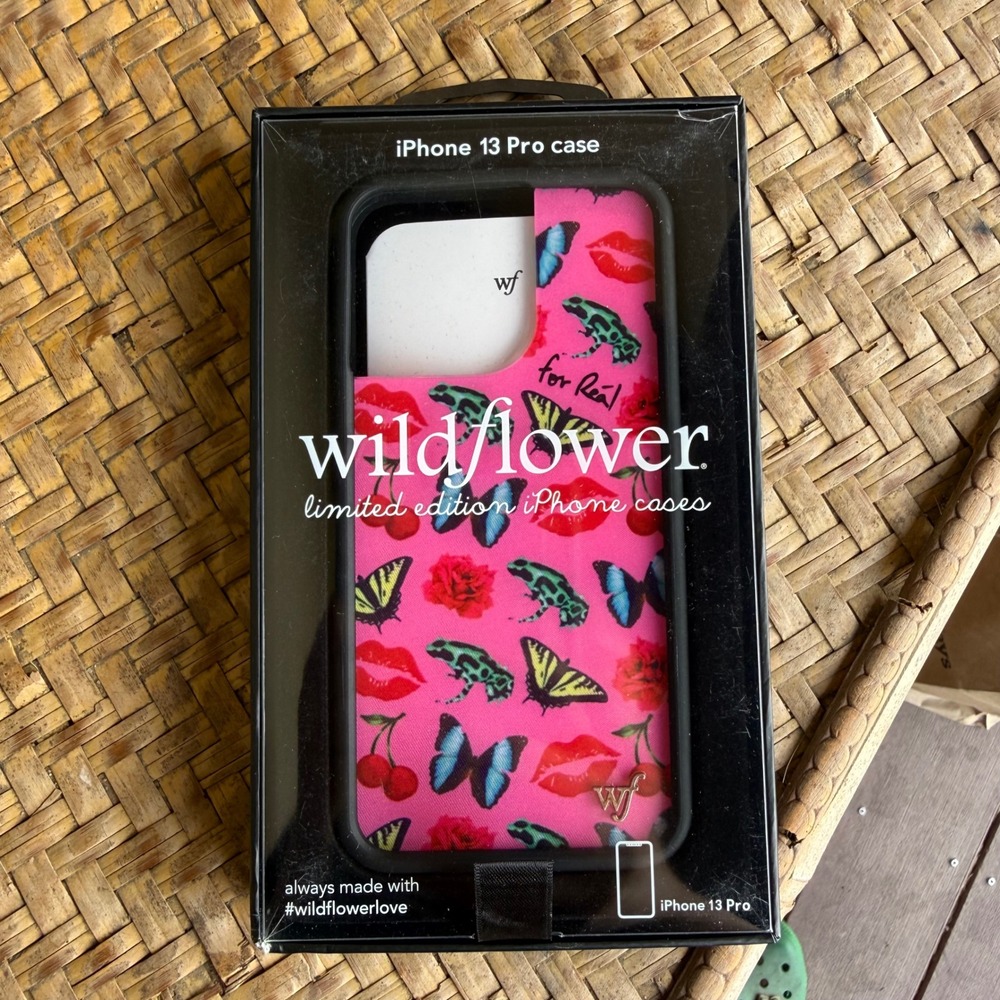 Wildflower iPhone 13 Pro Case Pink Butterfly Lip Frog Limited Edition Hot Pink